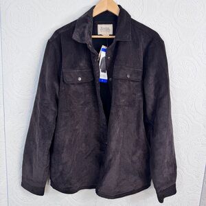 NEW Boston Traders sz Large Men’s Corduroy Button Up Jacket Dark Brown Fleece